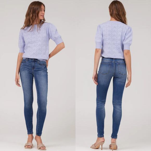 Lila Ryan Louse Skinny Jeans In Market Medium Blue Wash Stretchy Fitted Size 31 - Picture 1 of 16
